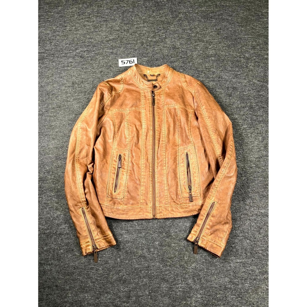 Vintage Joujou Biker Jacket Womens Large‎ Brown Full Zip Motorcycle Riding